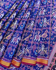 Pink & Blue Narikunj Patola Saree - SindhoiPatolaArt