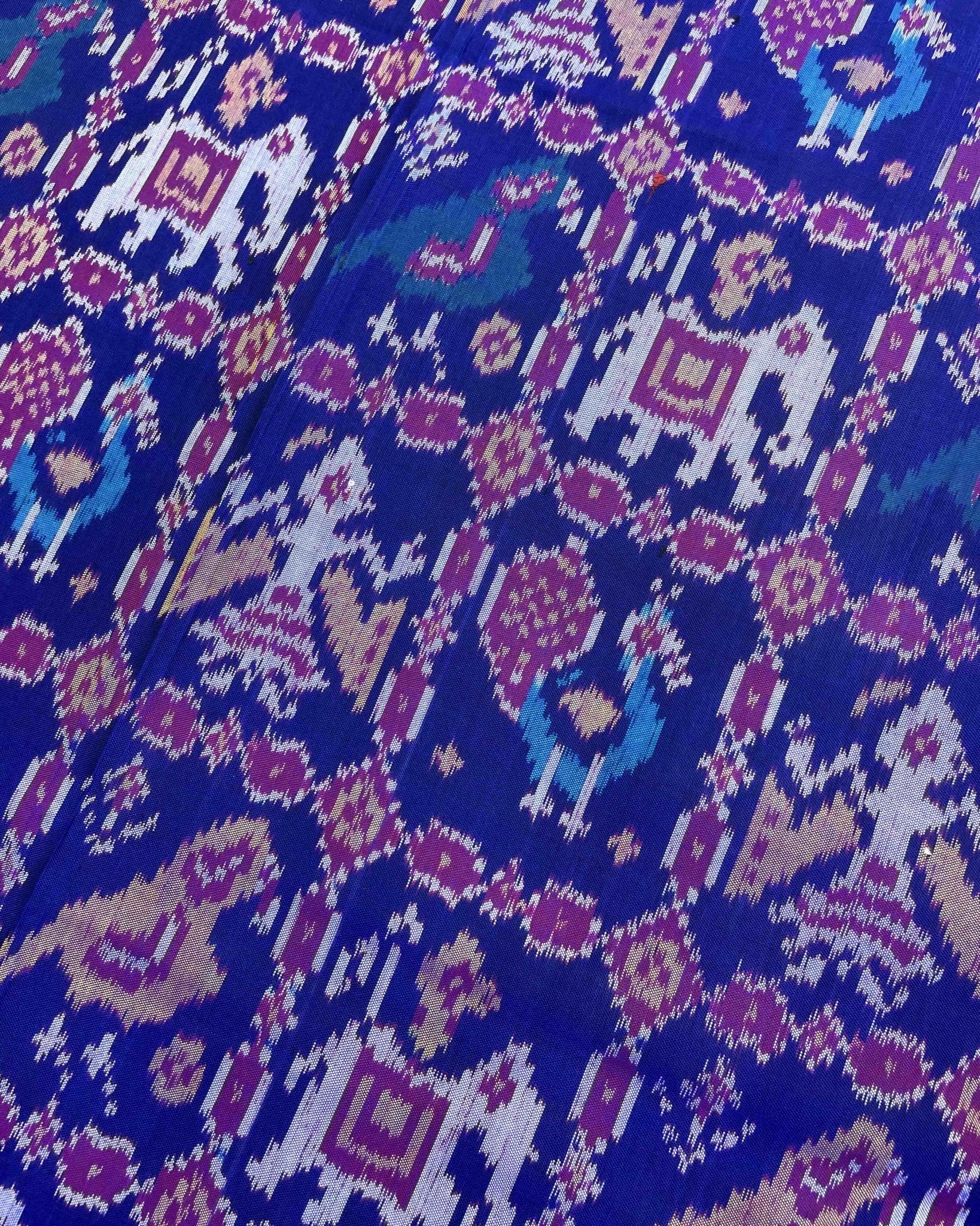 Pink & Blue Narikunj Patola Saree - SindhoiPatolaArt