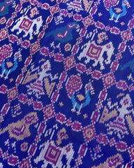 Pink & Blue Narikunj Patola Saree - SindhoiPatolaArt