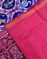 Pink & Blue Narikunj Patola Saree - SindhoiPatolaArt