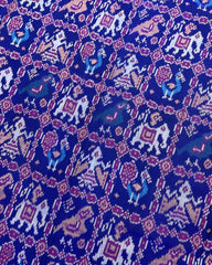 Pink & Blue Narikunj Patola Saree - SindhoiPatolaArt