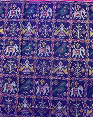 Pink & Blue Narikunj Semi Double Ikat Patola Saree - SindhoiPatolaArt