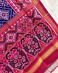 Pink & Blue Panchanda Designer Patola Dupatta - SindhoiPatolaArt