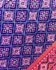 Pink & Blue Panchanda Designer Patola Dupatta - SindhoiPatolaArt