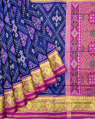 Pink & Blue Panchanda Designer Patola Saree - SindhoiPatolaArt