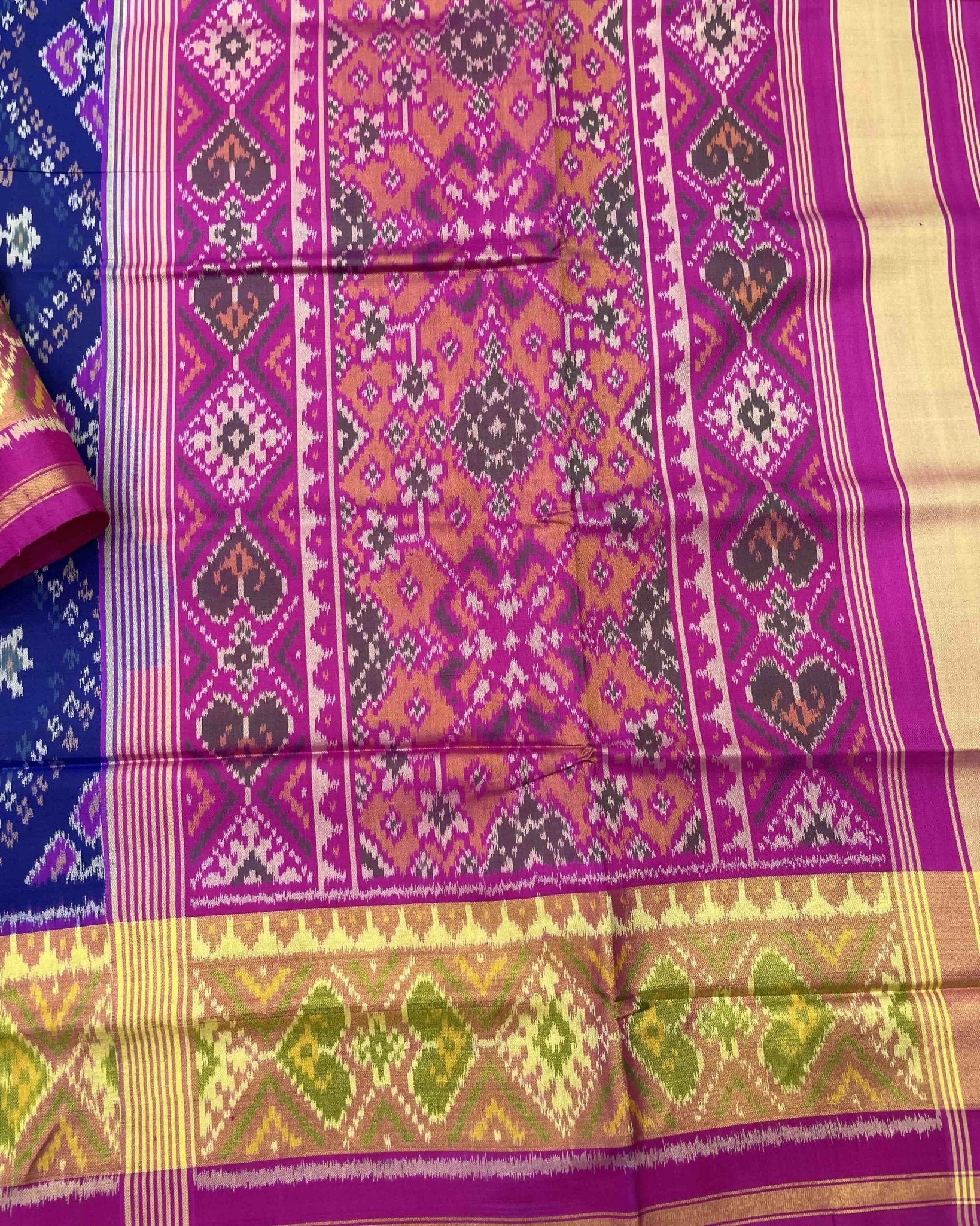 Pink & Blue Panchanda Designer Patola Saree - SindhoiPatolaArt