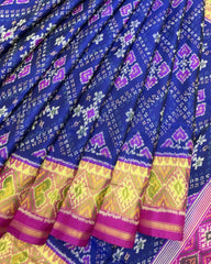 Pink & Blue Panchanda Designer Patola Saree - SindhoiPatolaArt