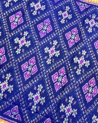 Pink & Blue Panchanda Designer Patola Saree - SindhoiPatolaArt
