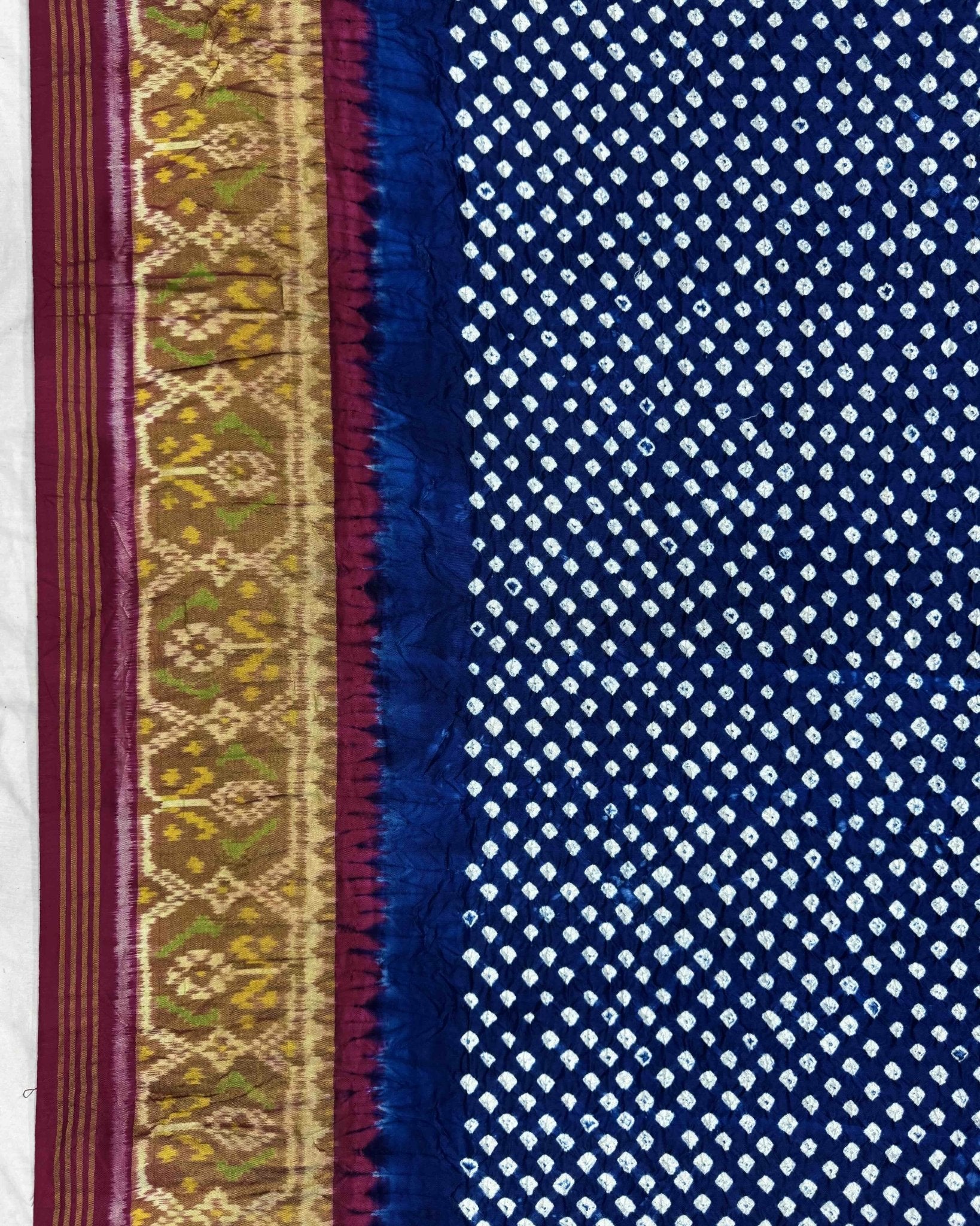 Pink & Blue Patola Bandhani Saree - SindhoiPatolaArt