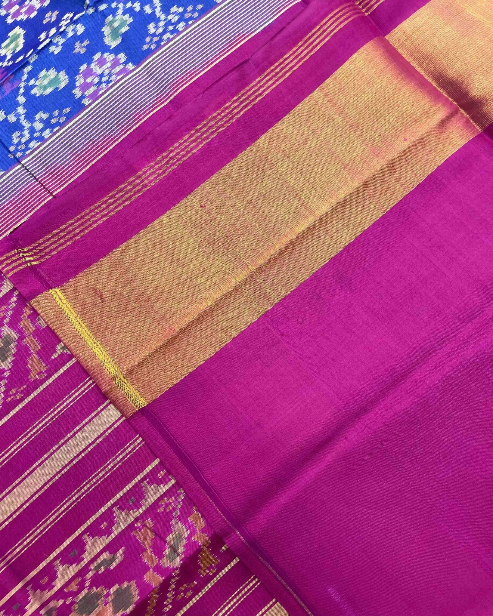Pink & Blue Solsitara Design Patola Saree - SindhoiPatolaArt