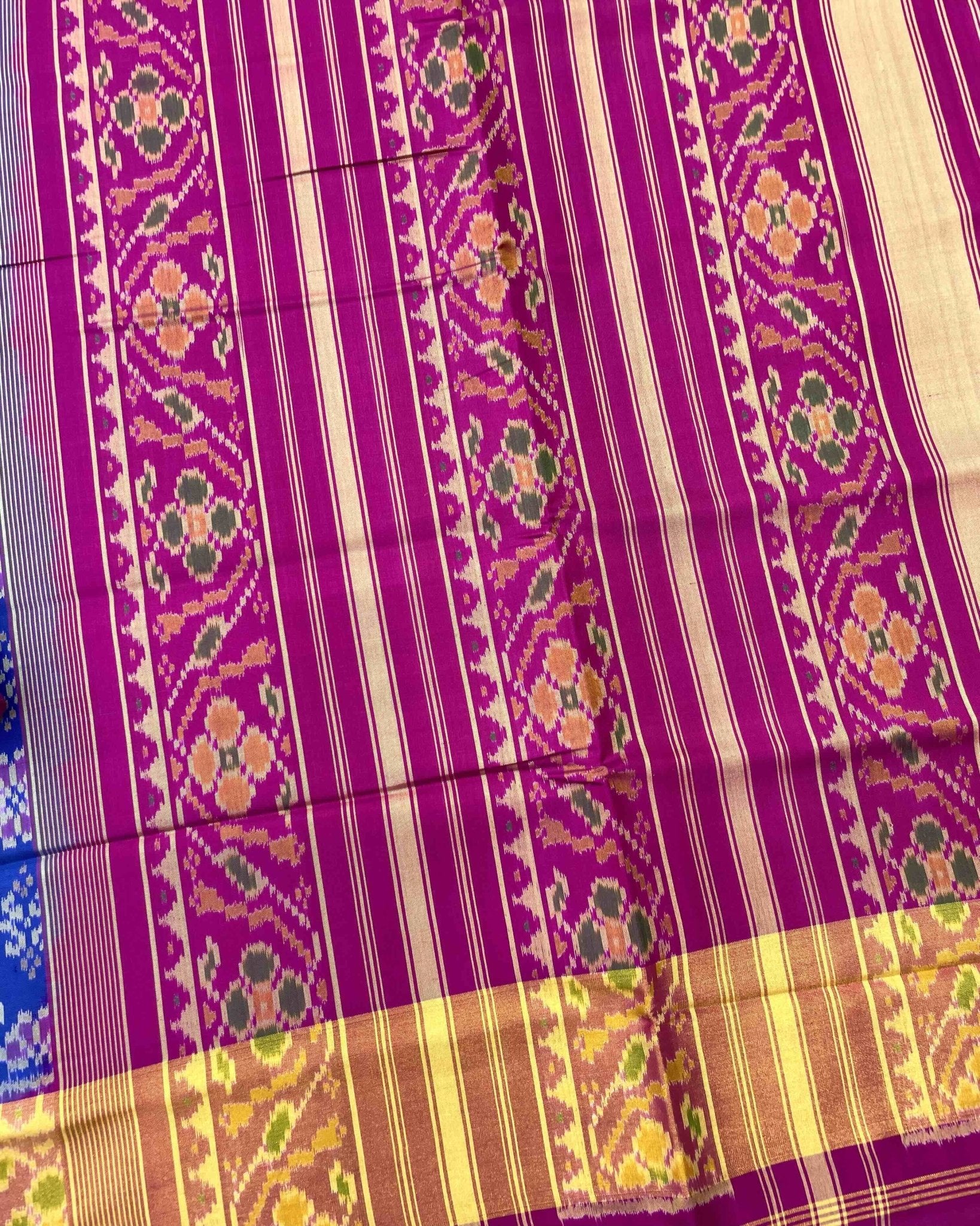 Pink & Blue Solsitara Design Patola Saree - SindhoiPatolaArt