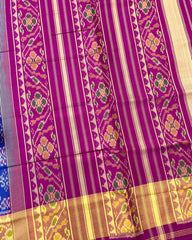 Pink & Blue Solsitara Design Patola Saree - SindhoiPatolaArt