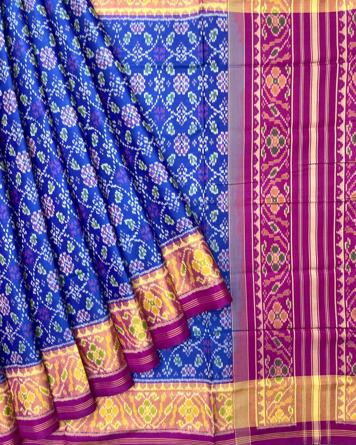 Pink & Blue Solsitara Design Patola Saree - SindhoiPatolaArt
