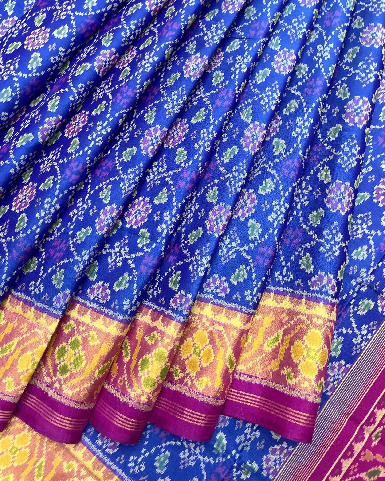 Pink & Blue Solsitara Design Patola Saree - SindhoiPatolaArt