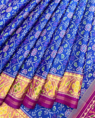 Pink & Blue Solsitara Design Patola Saree - SindhoiPatolaArt