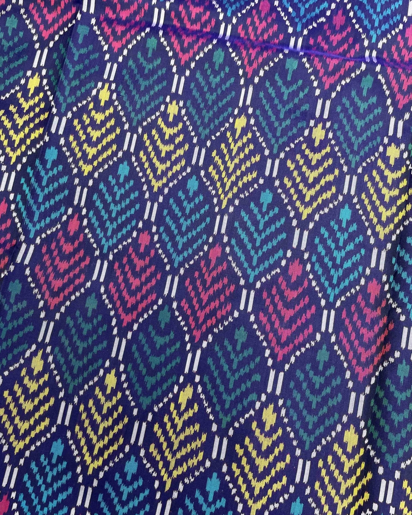 Pink & Blue with Multicolour Fancy Leave Patola Saree - SindhoiPatolaArt