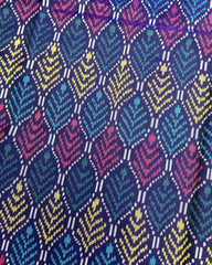 Pink & Blue with Multicolour Fancy Leave Patola Saree - SindhoiPatolaArt