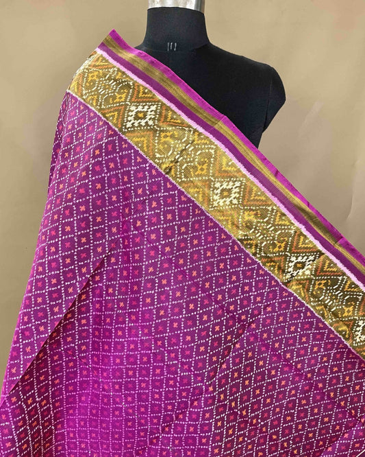 Pink Booty Designer Patola Dupatta - SindhoiPatolaArt