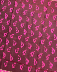Pink & Brown Fancy Leaves Patola Saree - SindhoiPatolaArt