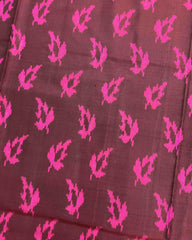 Pink & Brown Fancy Leaves Patola Saree - SindhoiPatolaArt