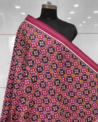 Pink Buttonful Design Patola Dupatta - SindhoiPatolaArt