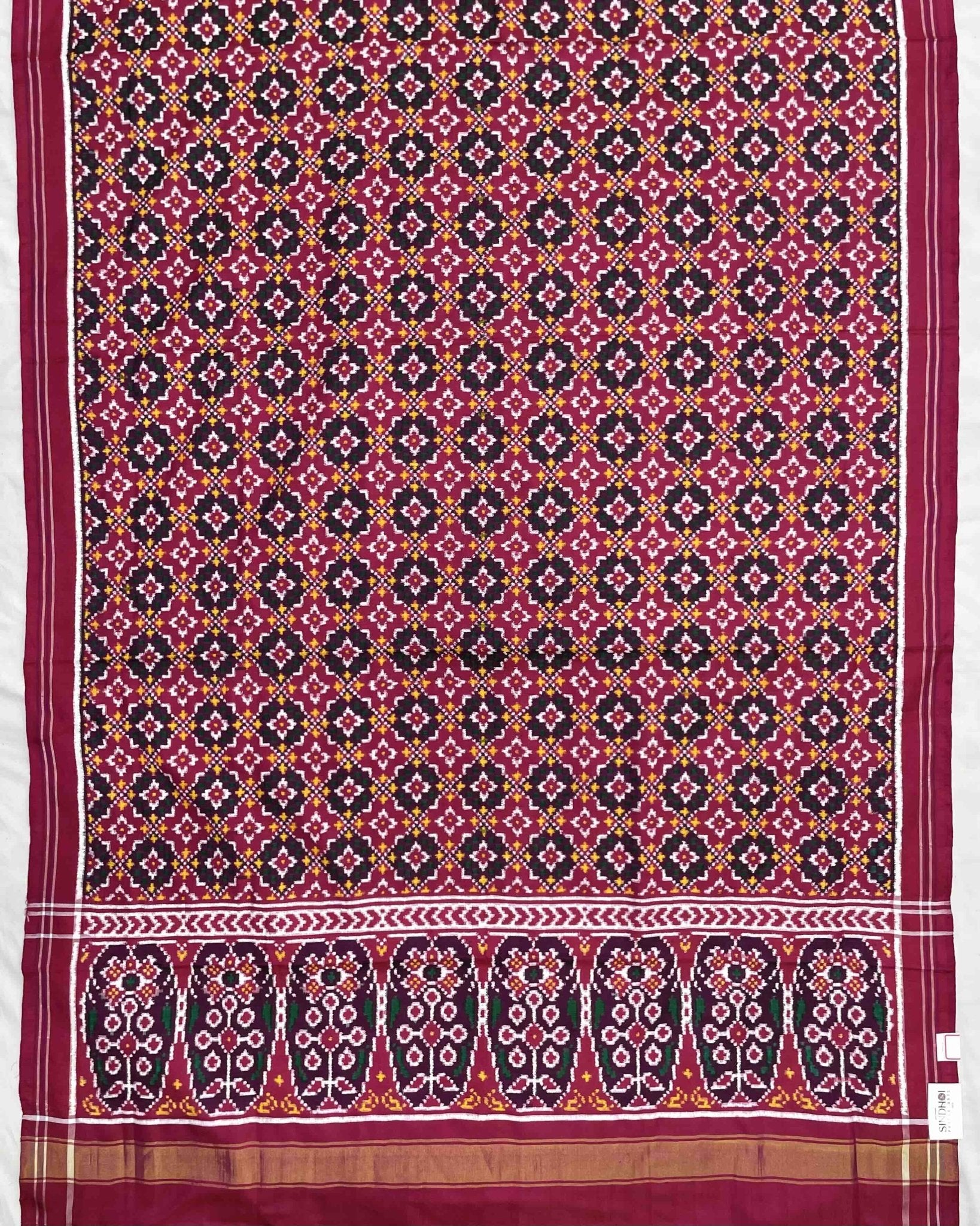 Pink Buttonful Design Patola Dupatta - SindhoiPatolaArt