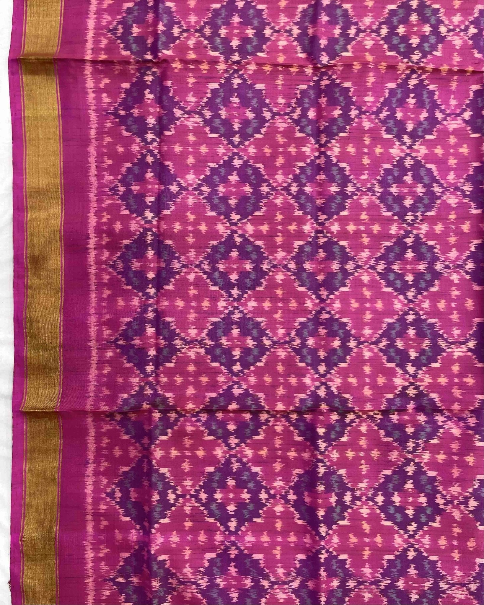 Pink Buttonful Design Patola Dupatta - SindhoiPatolaArt