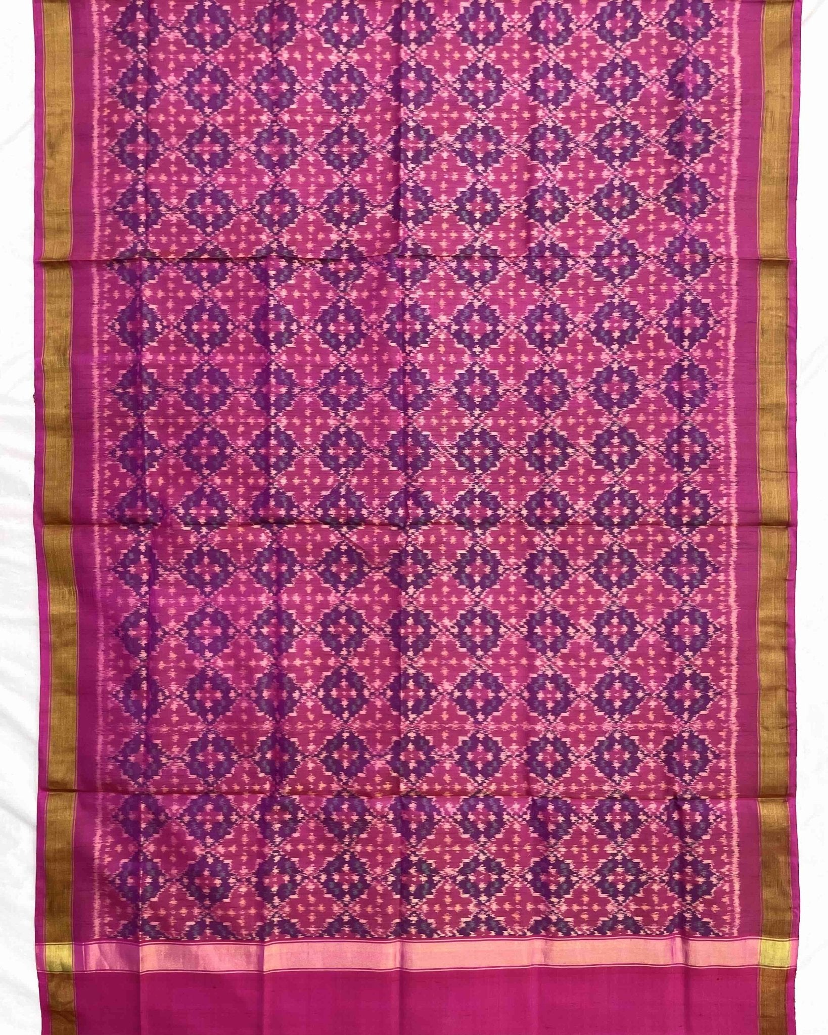 Pink Buttonful Design Patola Dupatta - SindhoiPatolaArt
