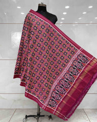 Pink Buttonful Design Patola Dupatta - SindhoiPatolaArt