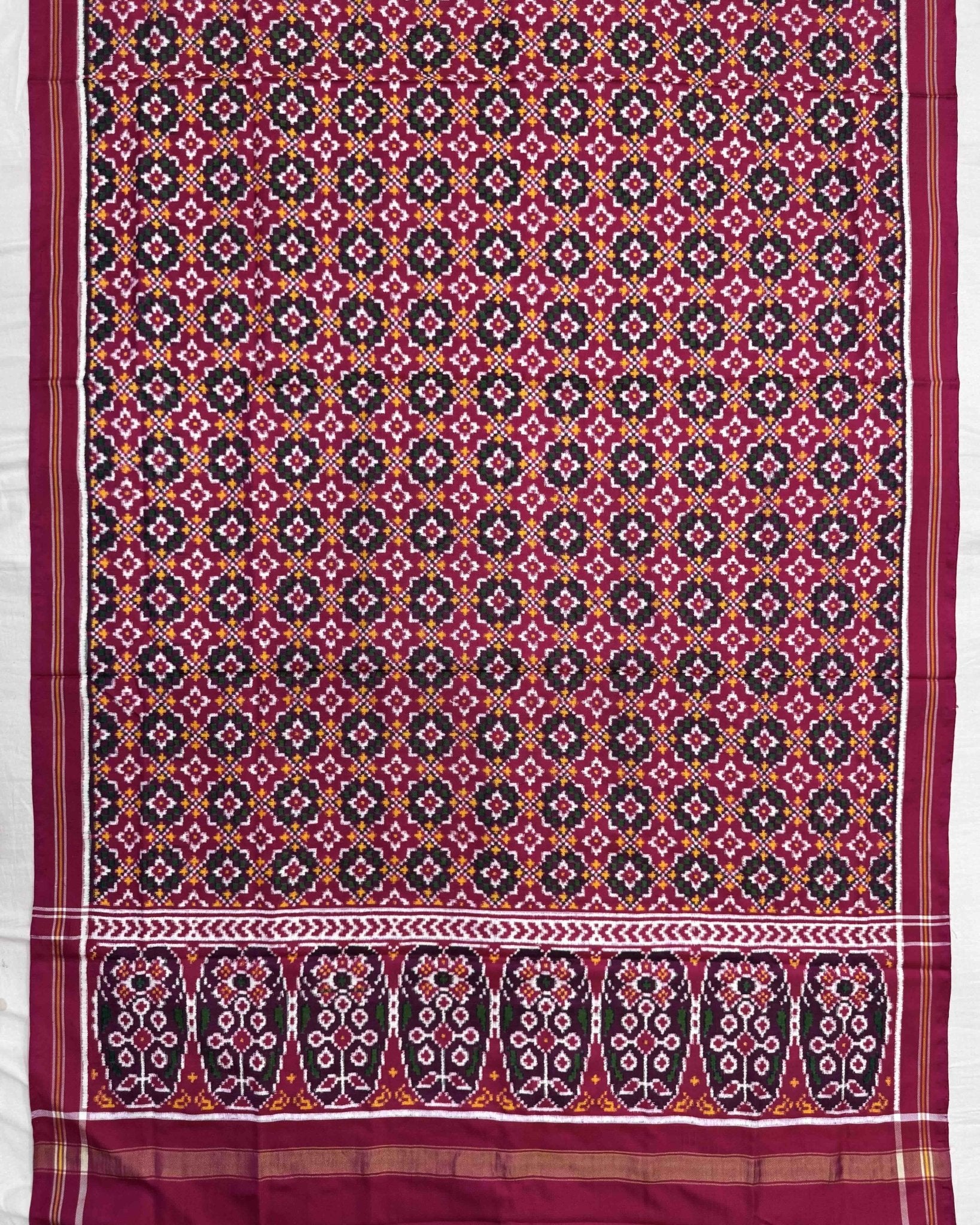 Pink Buttonful Double Ikat Patola Dupatta - SindhoiPatolaArt