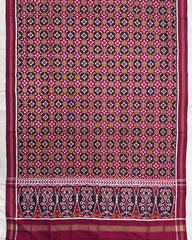 Pink Buttonful Double Ikat Patola Dupatta - SindhoiPatolaArt