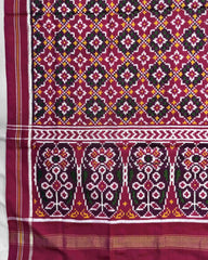 Pink Buttonful Double Ikat Patola Dupatta - SindhoiPatolaArt