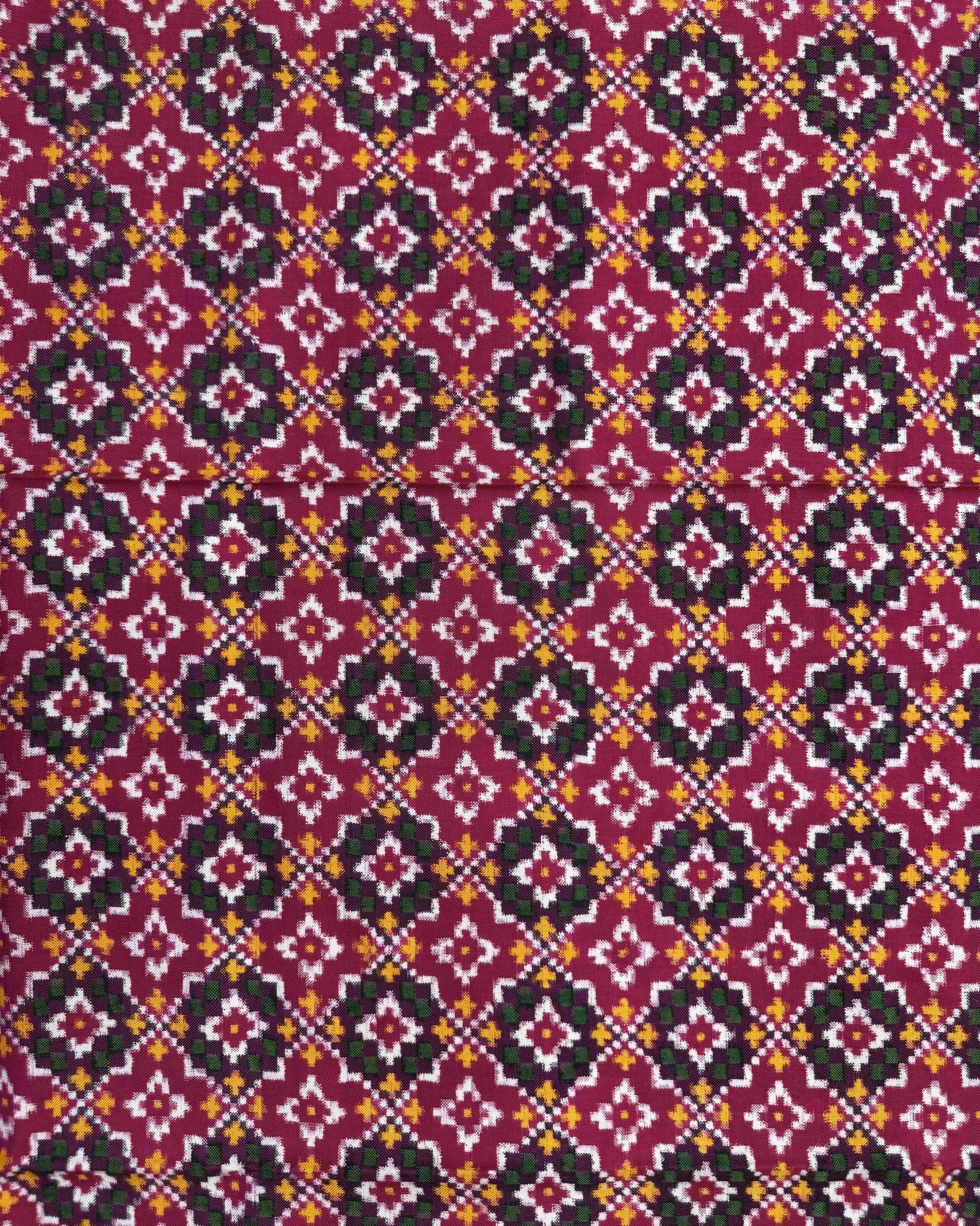 Pink Buttonful Double Ikat Patola Dupatta - SindhoiPatolaArt
