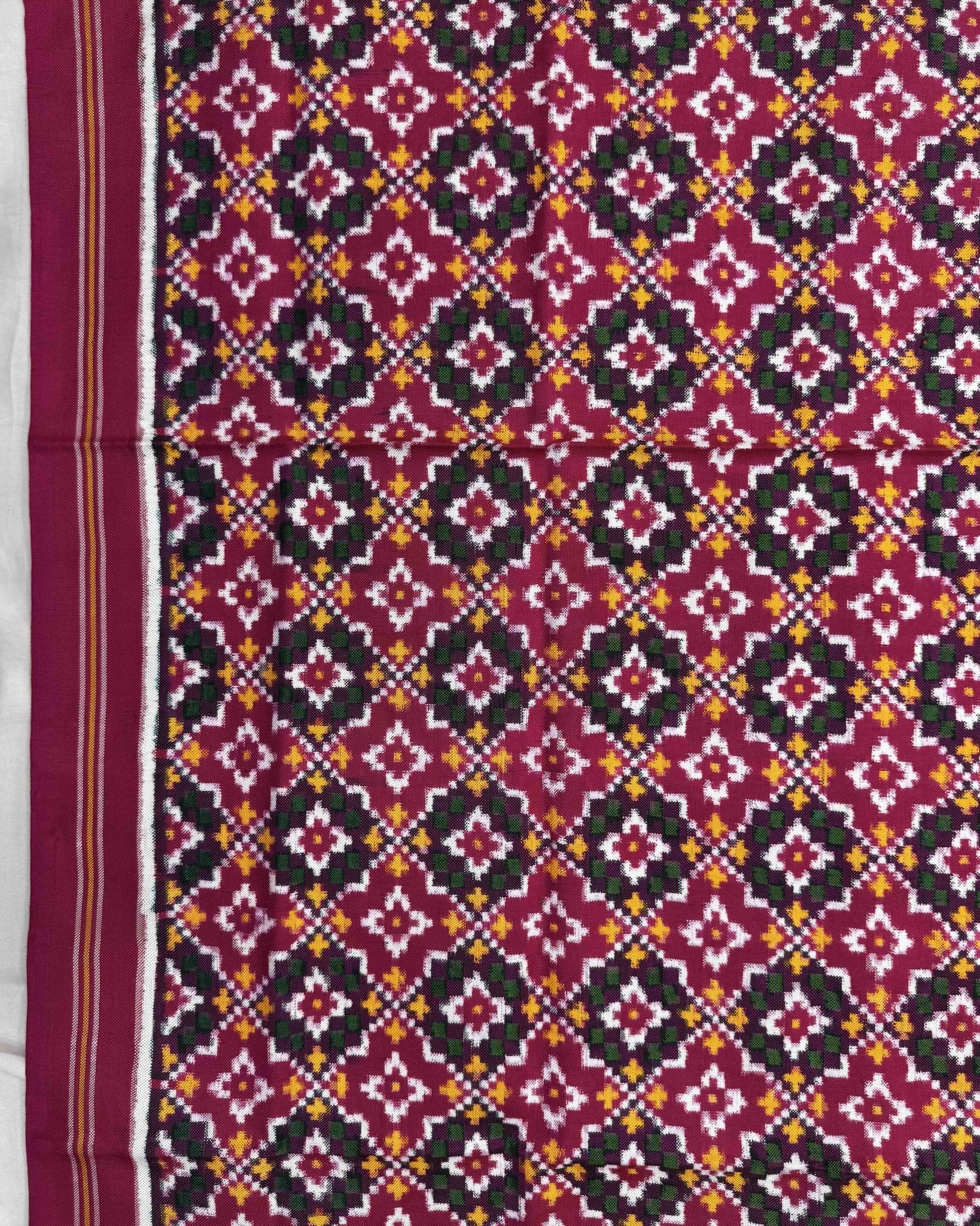 Pink Buttonful Double Ikat Patola Dupatta - SindhoiPatolaArt