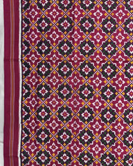 Pink Buttonful Double Ikat Patola Dupatta - SindhoiPatolaArt