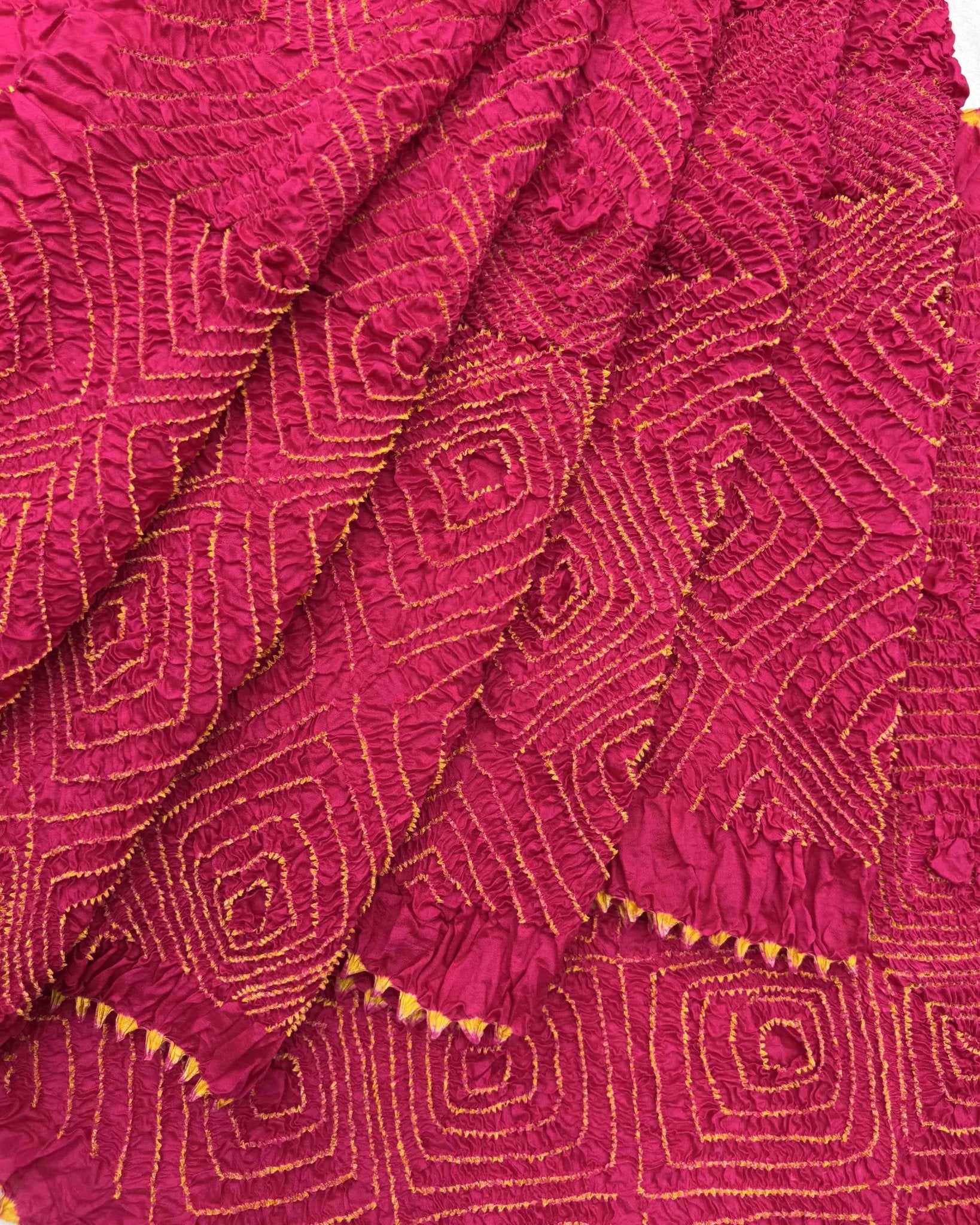 Pink Chiniya Bandhani Saree - SindhoiPatolaArt