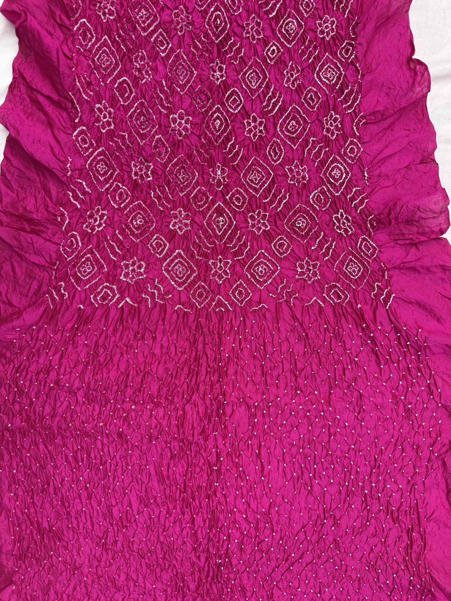 Pink Chiniya Silk Bandhani Dress Material - SindhoiPatolaArt