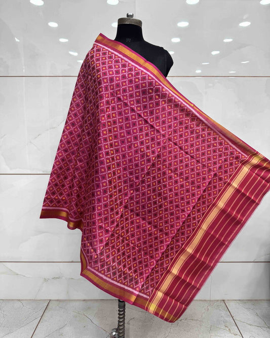 Pink DaramBhatt Patola Dupatta - SindhoiPatolaArt