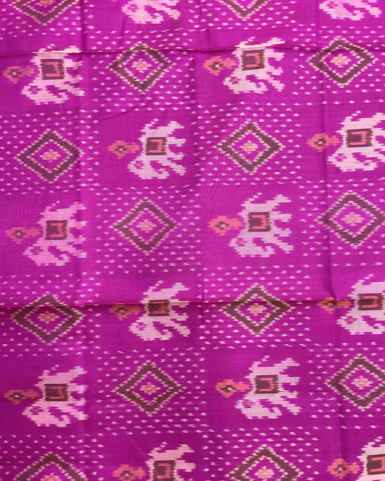 Pink Elephant Panchanda Mix Patola Dupatta - SindhoiPatolaArt