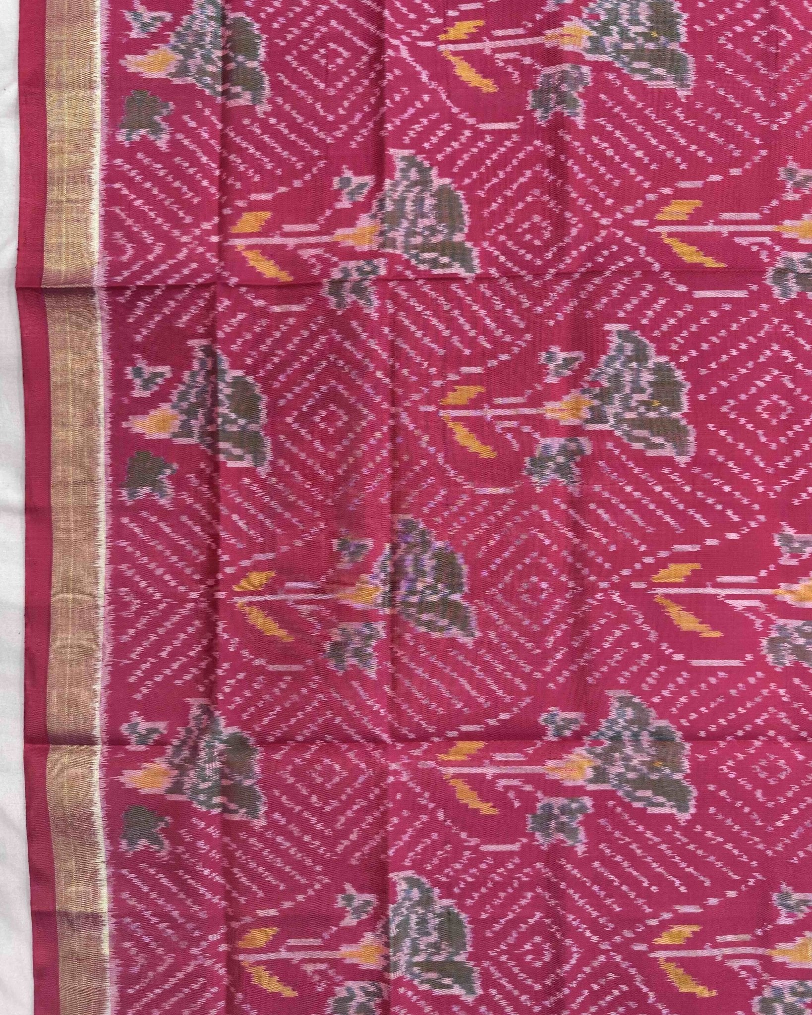 Pink Fancy Flower Patola Dupatta - SindhoiPatolaArt
