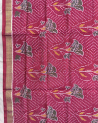 Pink Fancy Flower Patola Dupatta - SindhoiPatolaArt