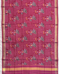 Pink Fancy Flower Patola Dupatta - SindhoiPatolaArt