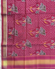 Pink Fancy Flower Patola Dupatta - SindhoiPatolaArt