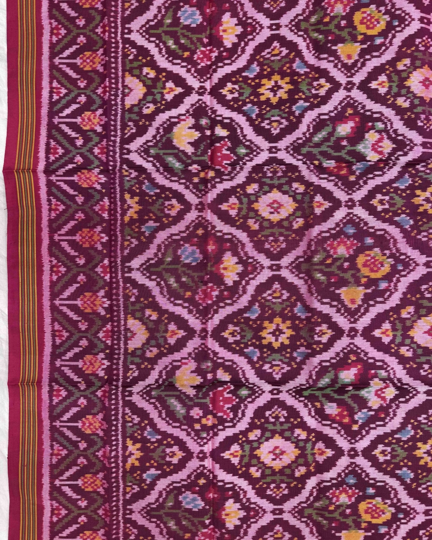Pink Flower Patola Dupatta - SindhoiPatolaArt