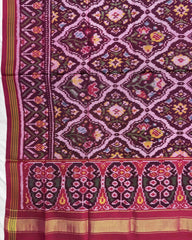 Pink Flower Patola Dupatta - SindhoiPatolaArt