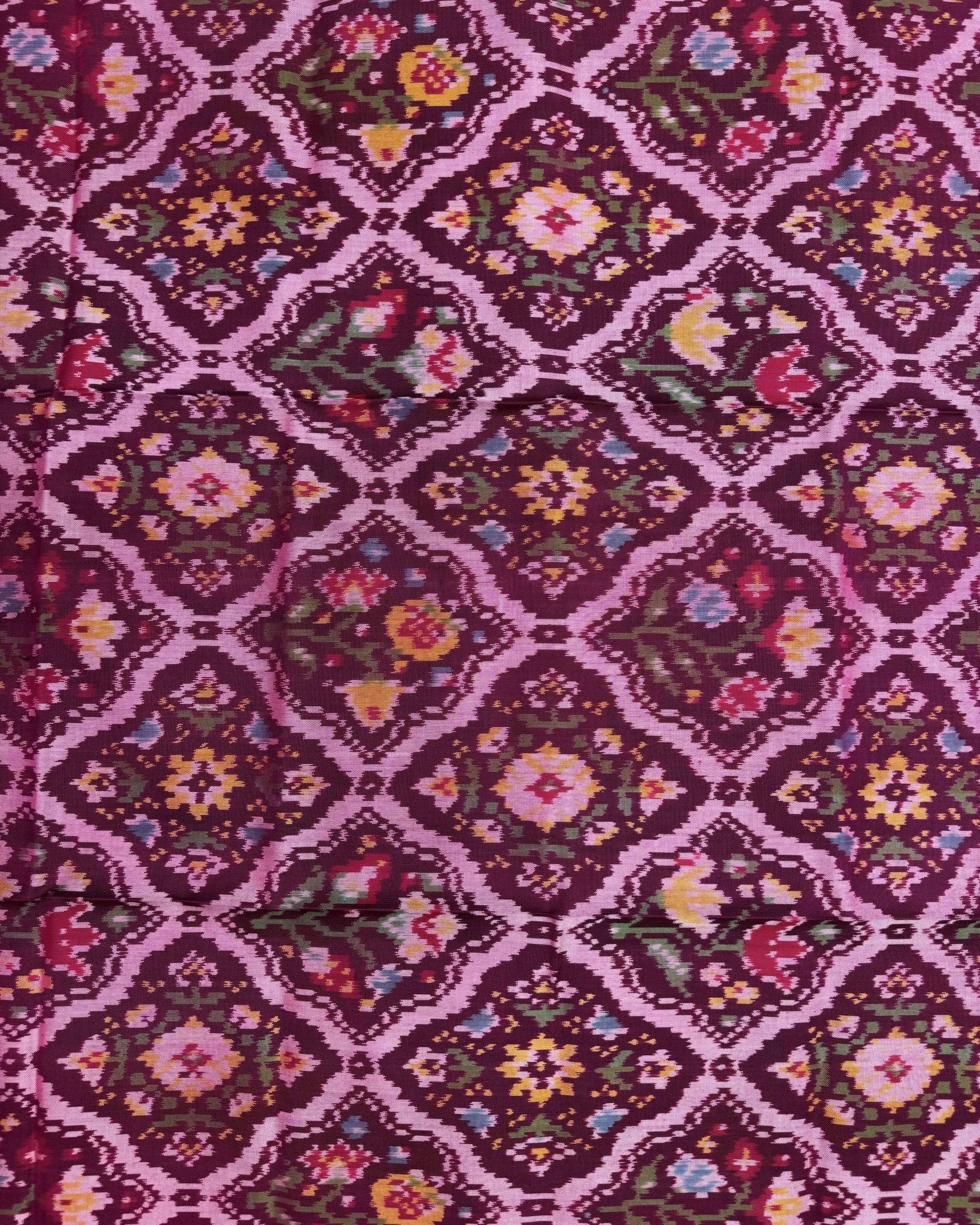 Pink Flower Patola Dupatta - SindhoiPatolaArt