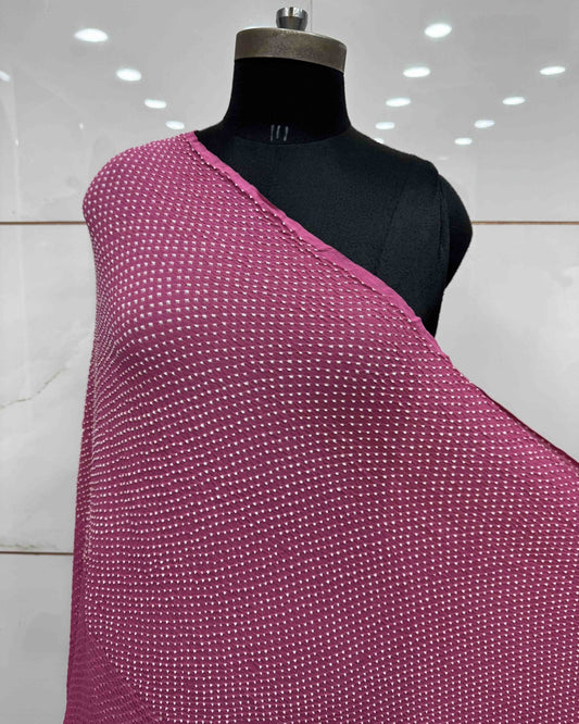 Pink Georgette Bandhani Dupatta - SindhoiPatolaArt