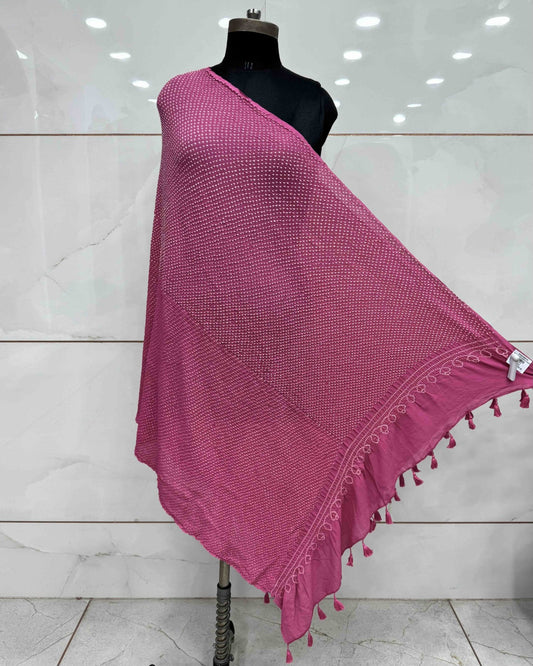 Pink Georgette Bandhani Dupatta - SindhoiPatolaArt