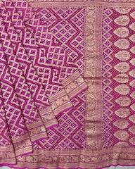 Pink Georgette Bandhani Saree - SindhoiPatolaArt
