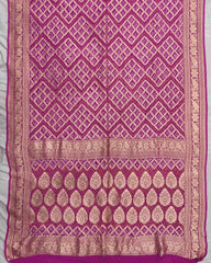 Pink Georgette Bandhani Saree - SindhoiPatolaArt